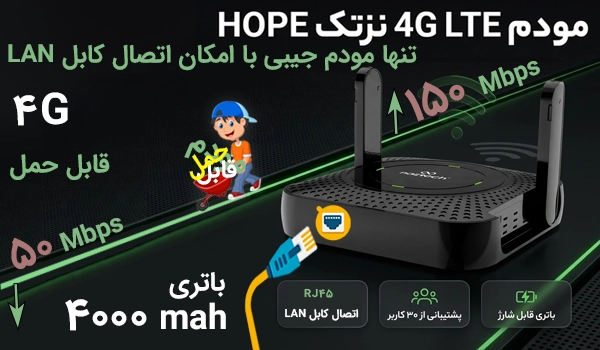 مودم 4G نزتک رومیزی و همراه مدل Naztech N300 CAT4 HOPE