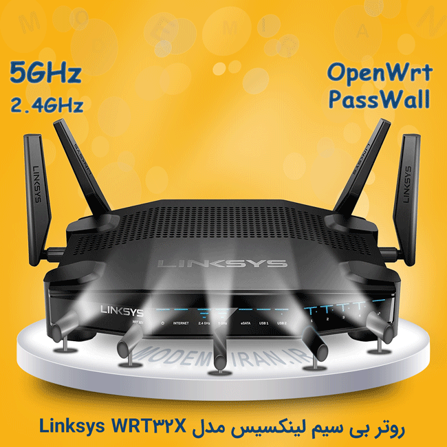 روتر بی‌ سیم گیمینگ لینکسیس مدل Linksys WRT32X همراه با OpenWRT و passwall کارکرده - استوک