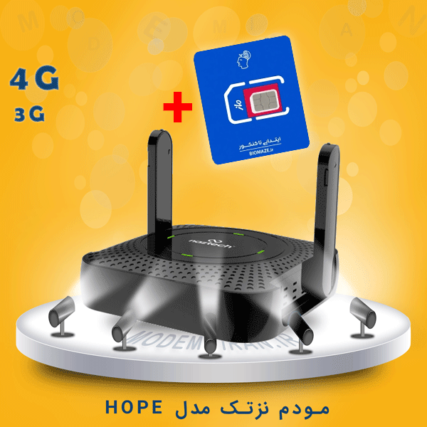 سیم کارت آبی ماز آپتل بهمراه مودم 4G نزتک مدل Naztech N300 CAT4 HOPE